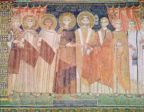 Constantine IV granting Bishop Reparatus privileges for the church of Ravenna, 671-77 de Byzantine School