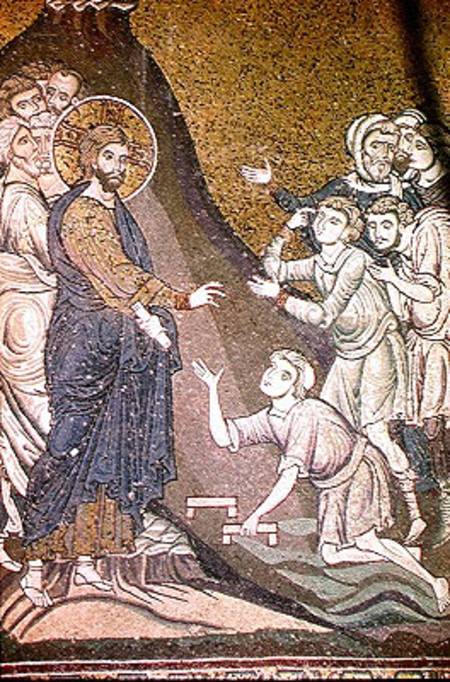 Jesus Healing the Crippled and the Blind de Byzantine School