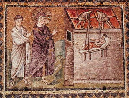 The Paralytic of Capharnaum is Lowered from the Roof, Scenes from the Life of Christ de Byzantine School