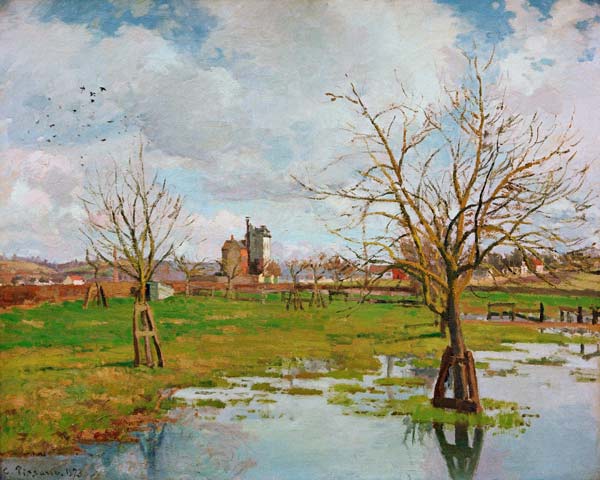 C.Pissarro, Landschaft m. überschwemmten de Camille Pissarro