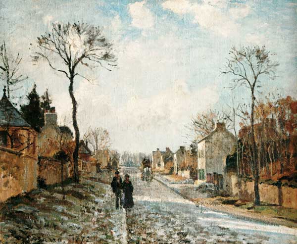 Wintry street in Louvecienne de Camille Pissarro