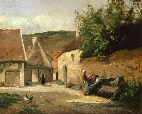 Esquina de una calle en el pueblo de Camille Pissarro