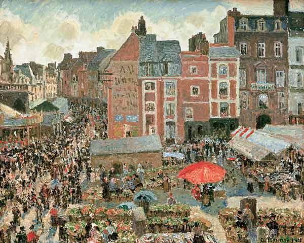 Fair in Dieppe, sun, afternoon de Camille Pissarro