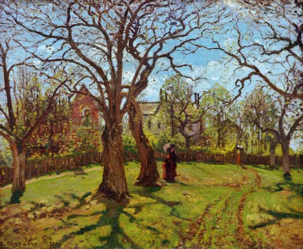 Chestnut trees in Louveciennes, spring de Camille Pissarro