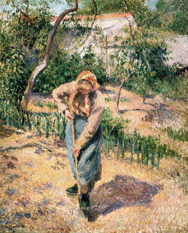 Mujer de granjero cuidando el jardín de Camille Pissarro