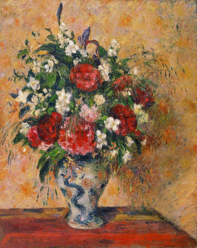 Flowers in a vase de Camille Pissarro