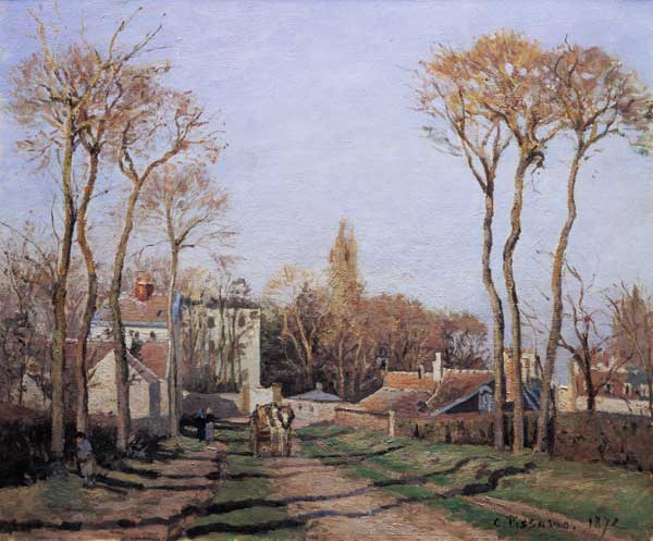 Entrance to the Village of Voisins, Yvelines de Camille Pissarro