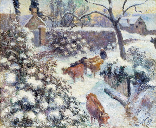 Snow atmosphere in Montfoucault de Camille Pissarro
