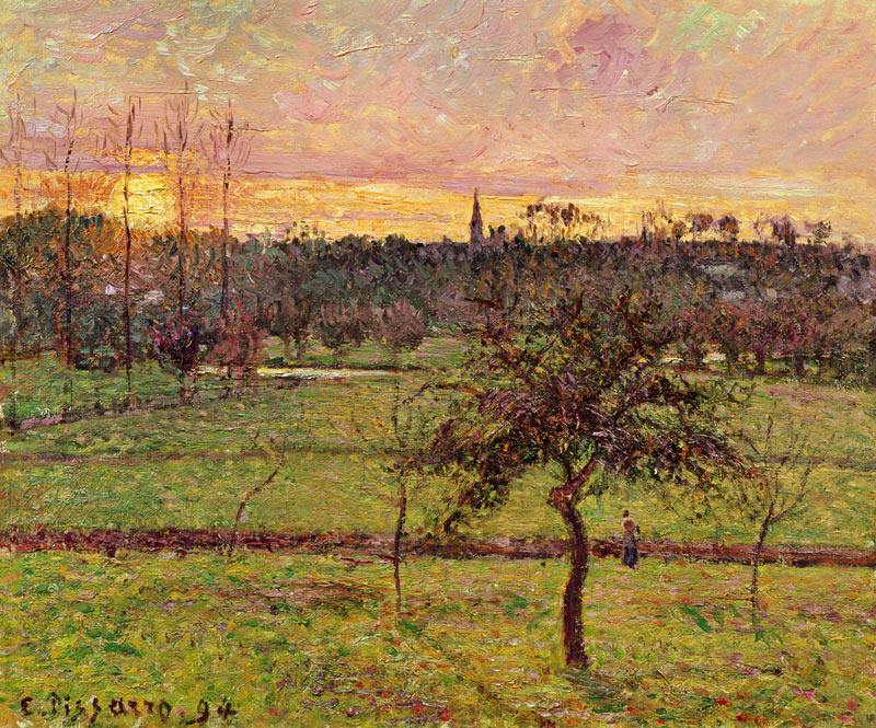 Sunset in Eragny de Camille Pissarro