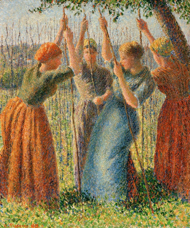 Farmers setting barres de Camille Pissarro