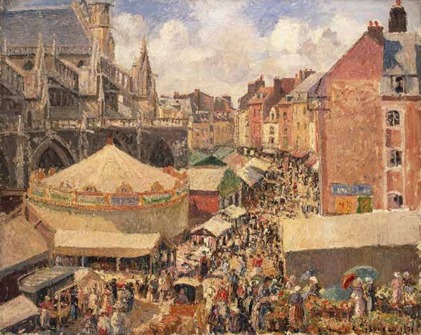 The Fair in Dieppe, Sunny Morning de Camille Pissarro