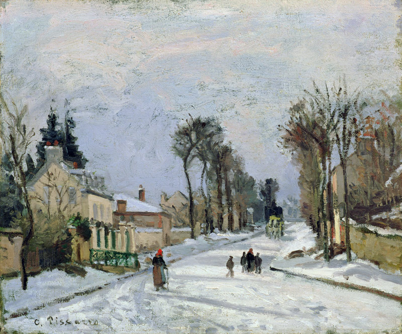 The Versailles Road at Louveciennes (Effet de Neige) de Camille Pissarro