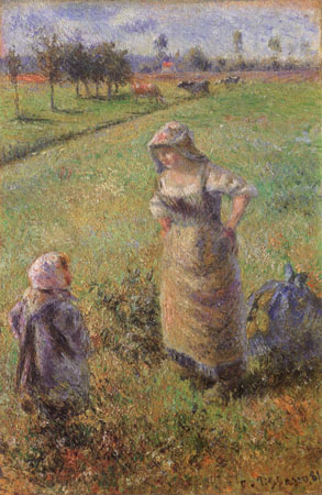 Farmer and child in the field, Pontoise de Camille Pissarro