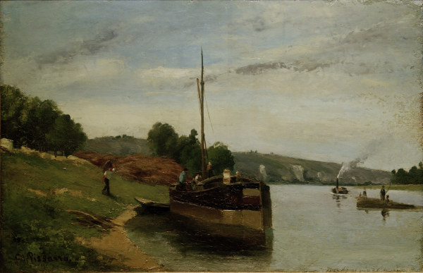 Camille Pissarro,Lastkähne auf der Seine de Camille Pissarro