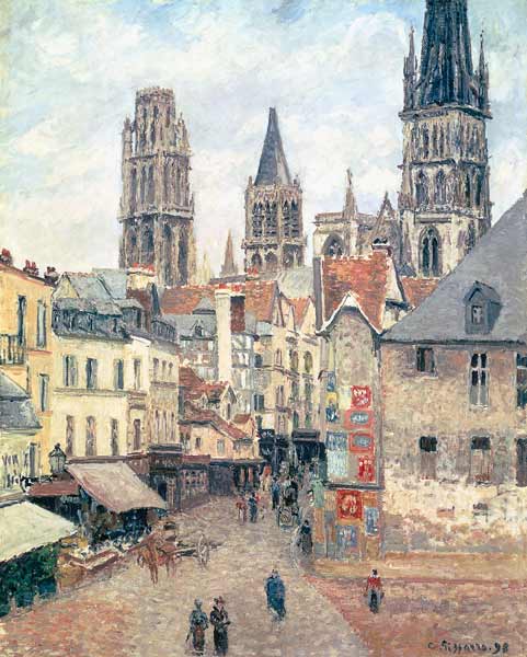 Rue de l'epicerie at Rouen, on a Grey Morning de Camille Pissarro
