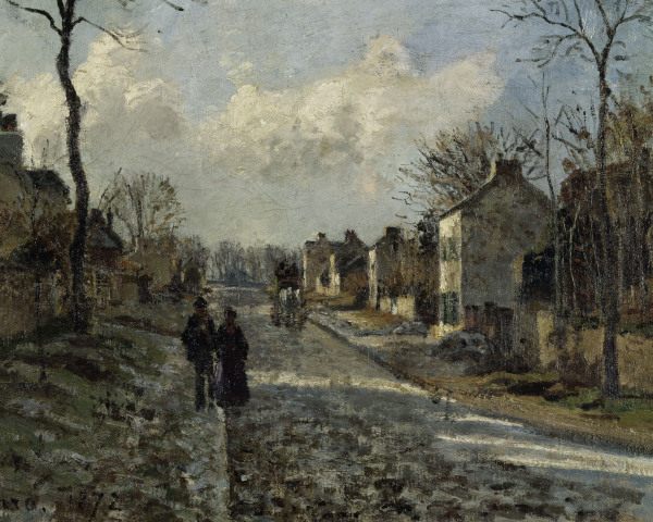 C.Pissarro, Road in Louvecienne / Detail de Camille Pissarro