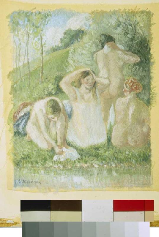 Group of taking a bath de Camille Pissarro