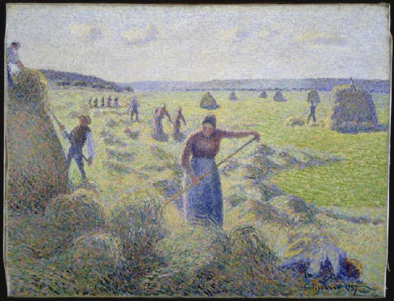 At the hay harvest de Camille Pissarro