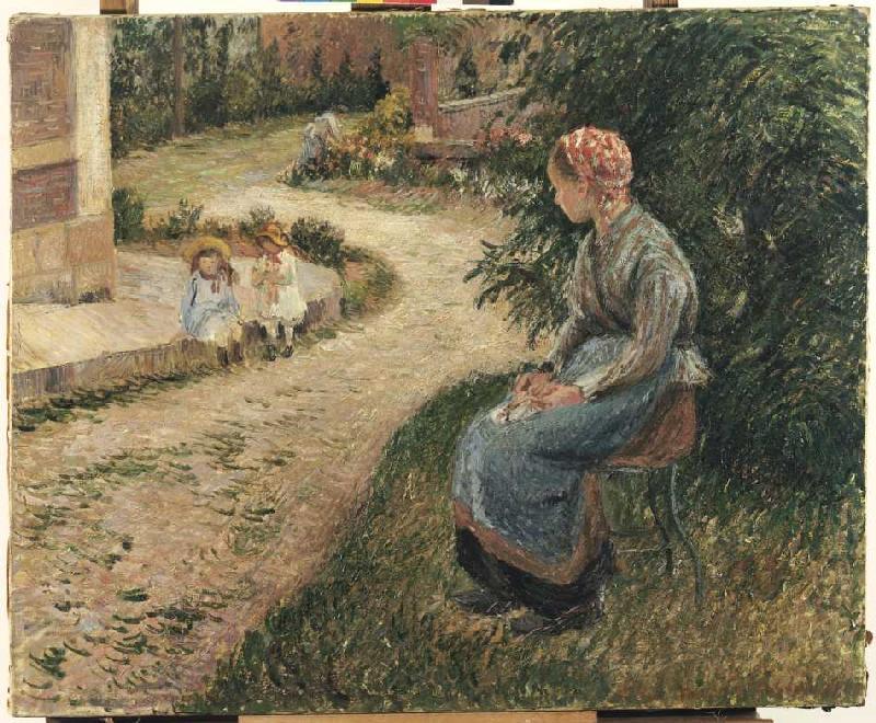 Nanny in the garden of Eragny. de Camille Pissarro