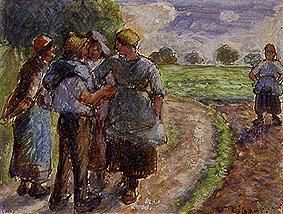 Small chat on the way to the fieldwork. de Camille Pissarro