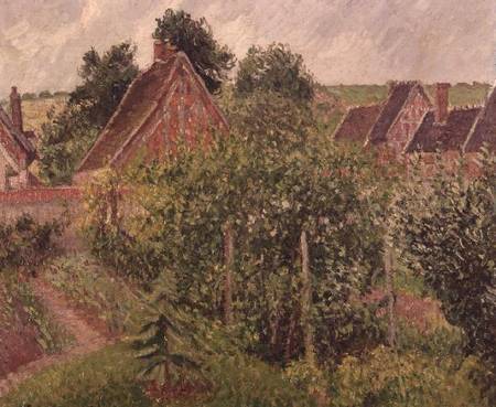 Landscape with Cottage Roofs de Camille Pissarro