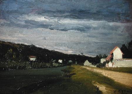 Landscape with Stormy Sky de Camille Pissarro
