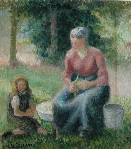 Peasant Woman and her Little Girl de Camille Pissarro
