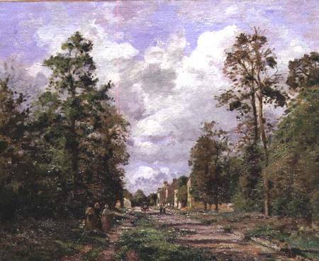 The road to Louveciennes at the edge of the wood de Camille Pissarro