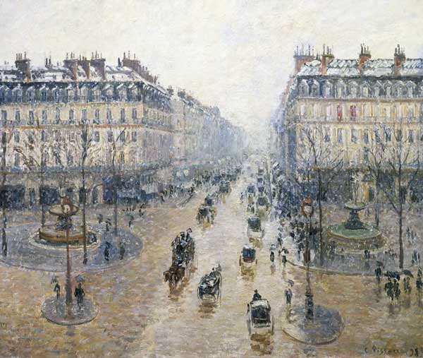 L'Avenue de l'Opéra. Snow. Morning de Camille Pissarro