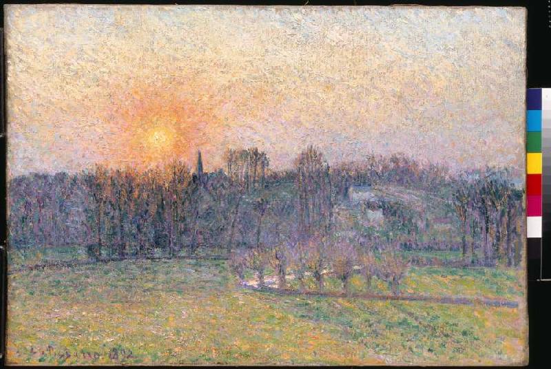 Sonnenuntergang über Baumlandschaft de Camille Pissarro