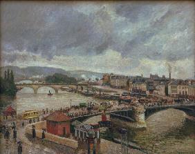 C.Pissarro, Große Brücke, Rouen, Regen
