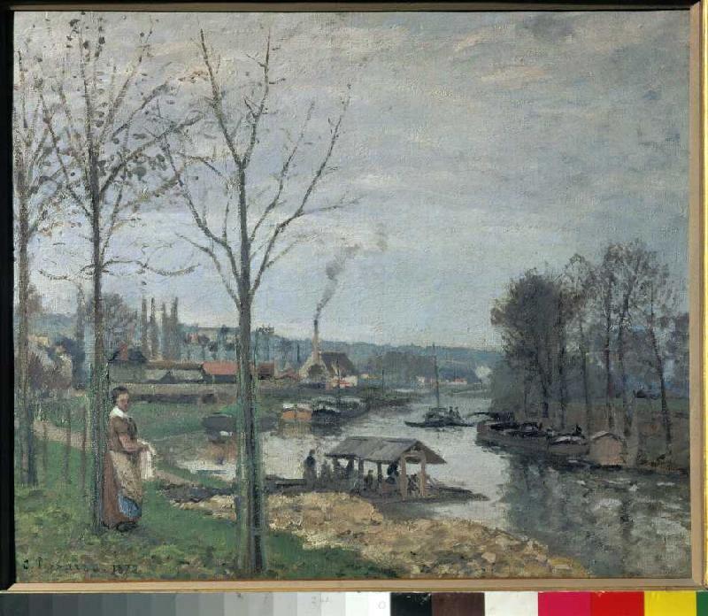The Wäscher footbridge in port Maly (Pontoise) de Camille Pissarro