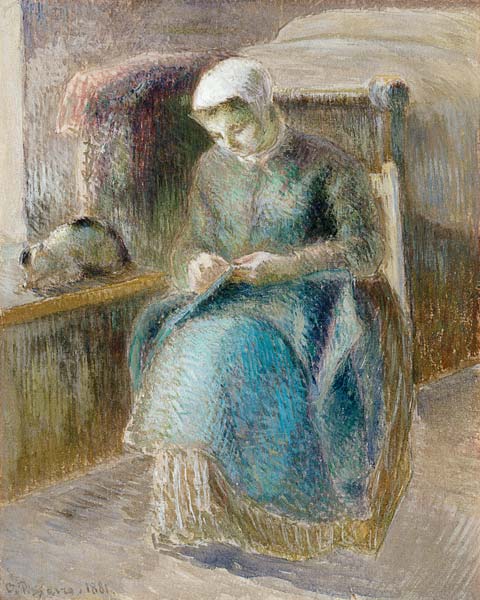 Woman Sewing de Camille Pissarro