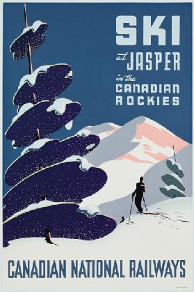 Poster advertising the Canadian Ski Resort Jasper