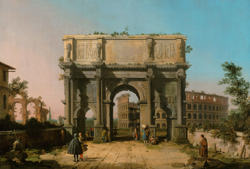 View of the Arch of Constantine with the Colosseum de Giovanni Antonio Canal