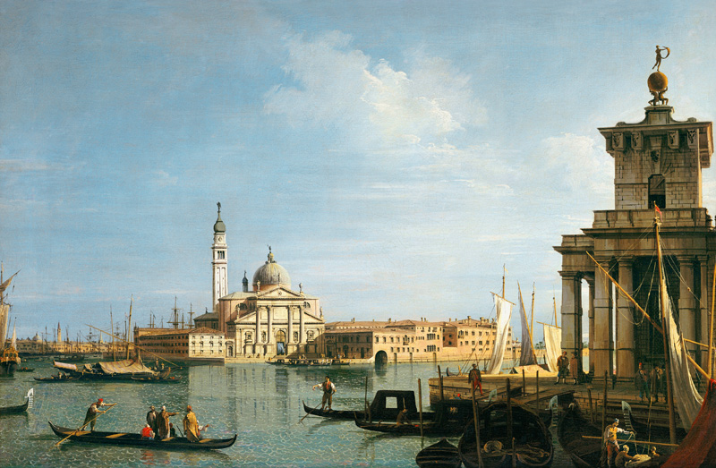The Island of San Giorgio Maggiore, Venice, with the Punta della Dogana and numerous vessels de Giovanni Antonio Canal