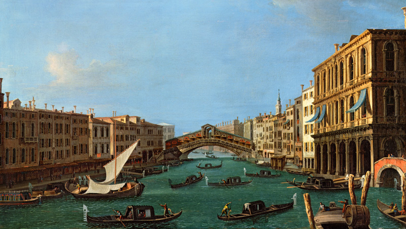 View of the Grand Canal from the South, the Palazzo Foscari to the right and the Rialto Bridge beyon de Giovanni Antonio Canal