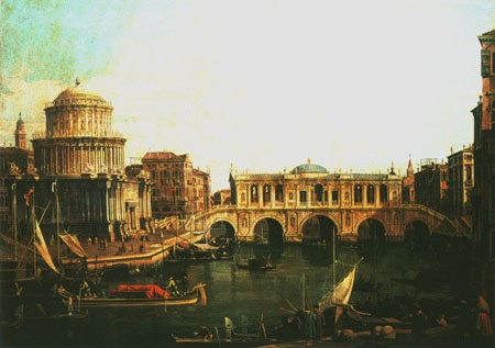 Canal grandee with imaginary Rialtobrücke and othe de Giovanni Antonio Canal