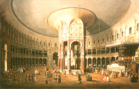 The inside of the rotunda of the Ranelagh House in de Giovanni Antonio Canal