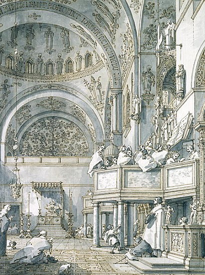 The Choir Singing in St. Mark''s Basilica, Venice de Giovanni Antonio Canal