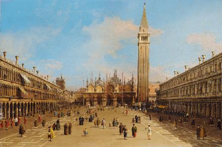 Piazza San Marco looking towards the Basilica di San Marco (oil on canvas)