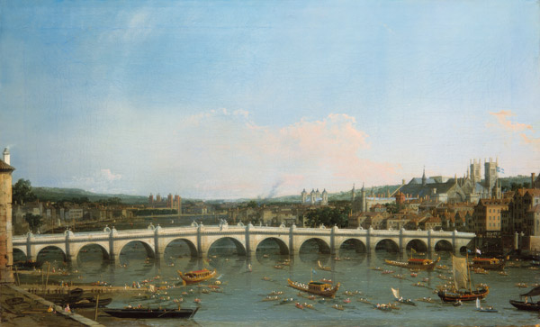 Westminster Bridge from the North with Lambeth Palace in distance de Giovanni Antonio Canal