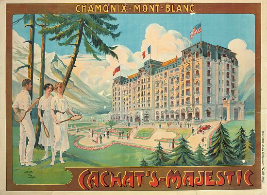 Poster advertising the hotel 'Cachat's Majestic' and Chamonix-Mont Blanc de Candido Aragonez de Faria