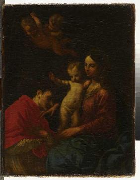 Maria mit Kind vom heiligen Carlo Borromeo verehrt.