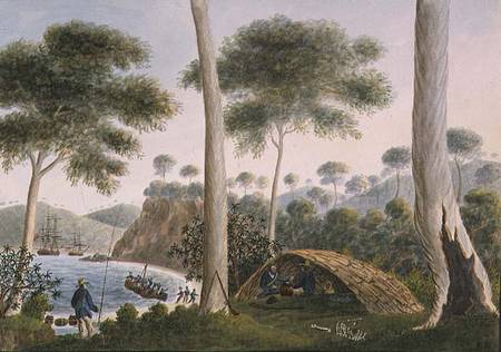 Native Hut (or Wigwam) of Adventure Bay, Van Dieman's Land de Captain George Tobin