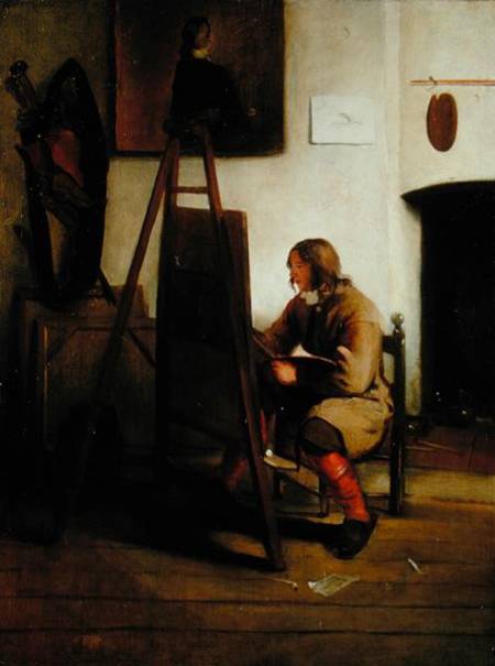 An artist in his studio de Carel Fabritius