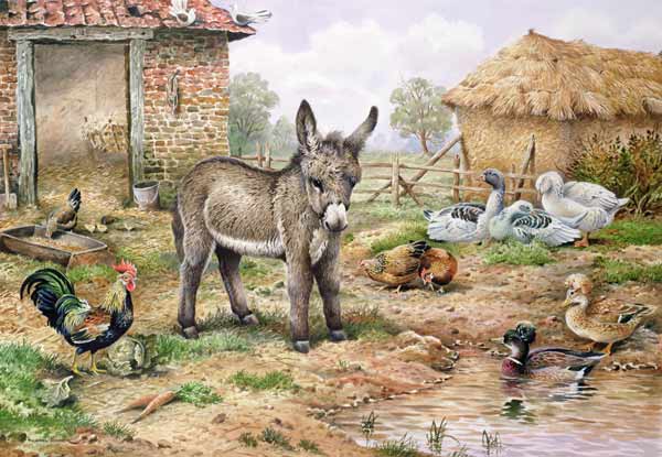 Donkey and Farmyard Fowl  de Carl  Donner