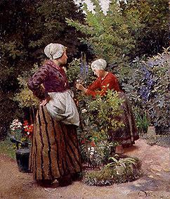 Two Dutch girls in the garden de Carl Duxa