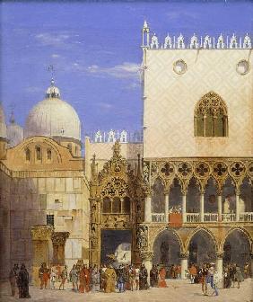 Der Dogenpalast mit der Porta della Carta und der Markuskirche