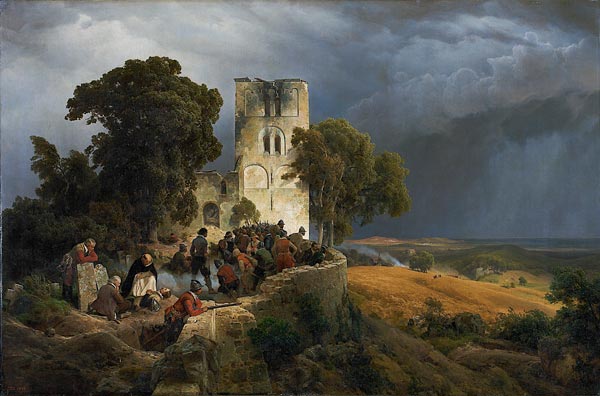 Die Belagerung (Verteidigung eines Kirchhofs im Dreißigjährigen Krieg) de Carl Friedrich Lessing